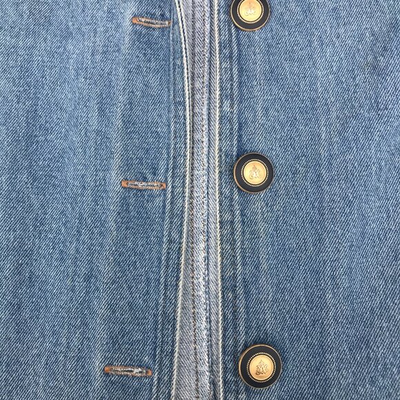 VTG Color Me Cotton Blue Denim Duster Coat Embroidered Flowers/ Buttons  L/XL - Picture 10 of 16